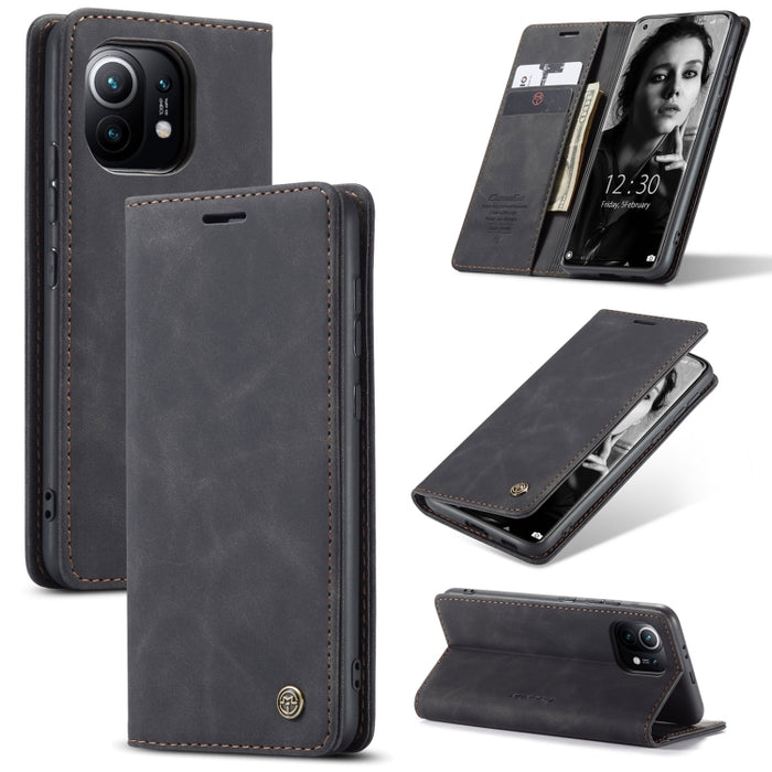 CaseMe 013 Estuche de cuero con tapa horizontal multifuncional con soporte, ranura para tarjeta y billetera, For Xiaomi Mi 11