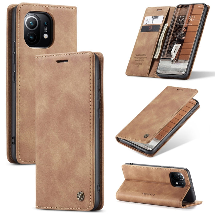 CaseMe 013 Estuche de cuero con tapa horizontal multifuncional con soporte, ranura para tarjeta y billetera, For Xiaomi Mi 11