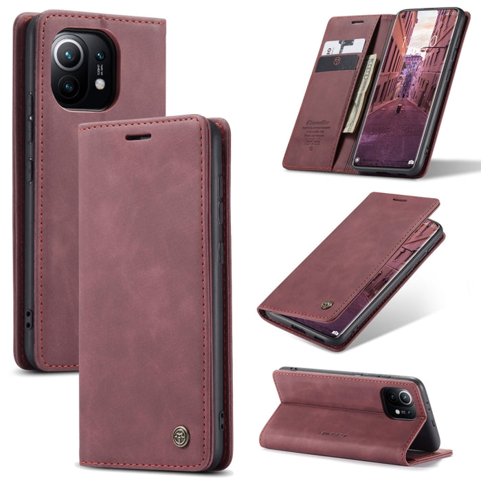 CaseMe 013 Estuche de cuero con tapa horizontal multifuncional con soporte, ranura para tarjeta y billetera, For Xiaomi Mi 11