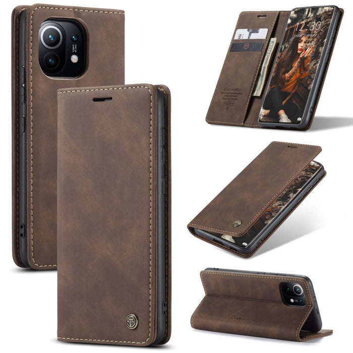 CaseMe 013 Estuche de cuero con tapa horizontal multifuncional con soporte, ranura para tarjeta y billetera, For Xiaomi Mi 11