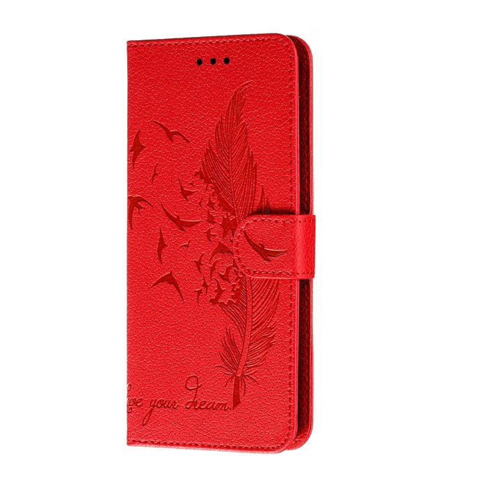 Estuche de cuero con tapa horizontal con textura de lichi y patrón de plumas con soporte, billetera y ranuras para tarjetas, For Huawei Mate 30, For Huawei Mate 30 Pro, For Huawei Mate 30 Lite / nova 5i Pro, For Xiaomi Redmi Note 8                     ...