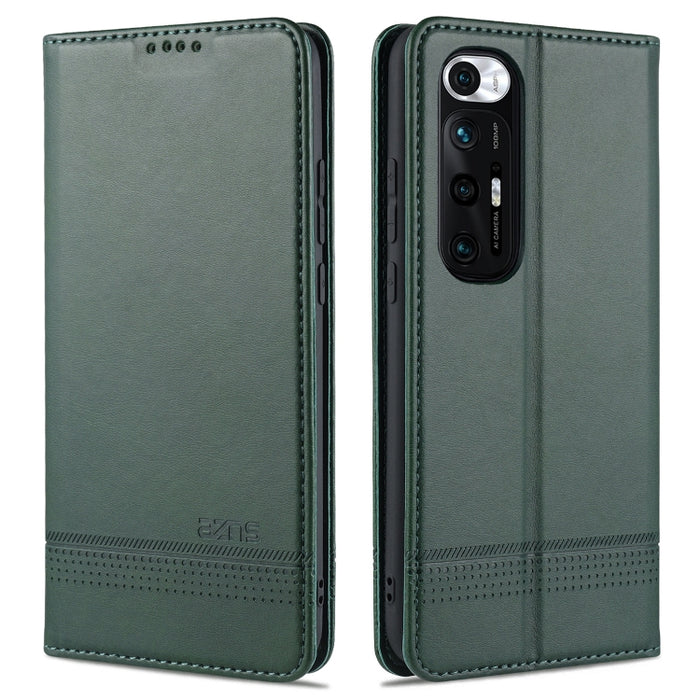 AZNS Estuche de cuero con tapa horizontal con textura de becerro magnético con ranuras para tarjetas y soporte y billetera, For Xiaomi Redmi Note 10 Pro, For Xiaomi Redmi Note 10 Pro Max, For Xiaomi Mi 10S, For vivo X60 Pro, For vivo Y72 5G            ...
