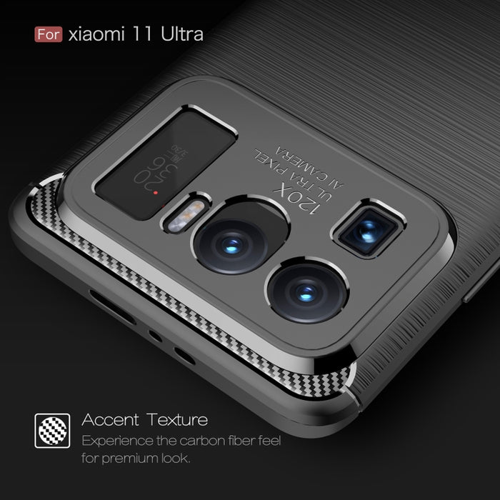 Estuche de TPU de fibra de carbono con textura cepillada, For Xiaomi Mi 11 Ultra, For Xiaomi Redmi K40 Pro+