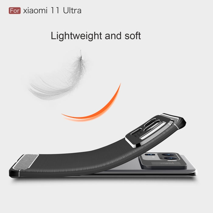 Estuche de TPU de fibra de carbono con textura cepillada, For Xiaomi Mi 11 Ultra, For Xiaomi Redmi K40 Pro+