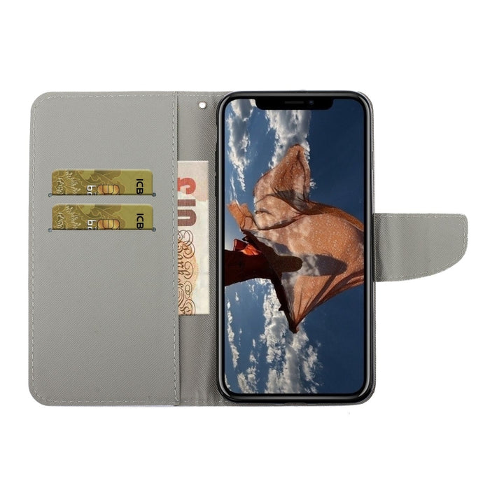 Estuche de cuero con tapa horizontal con patrón pintado
