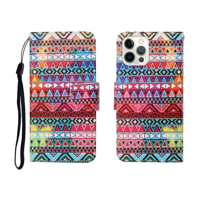 Estuche de cuero con tapa horizontal con patrón pintado