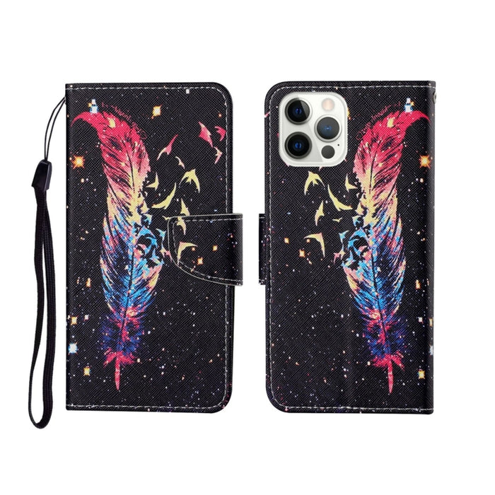Estuche de cuero con tapa horizontal con patrón pintado