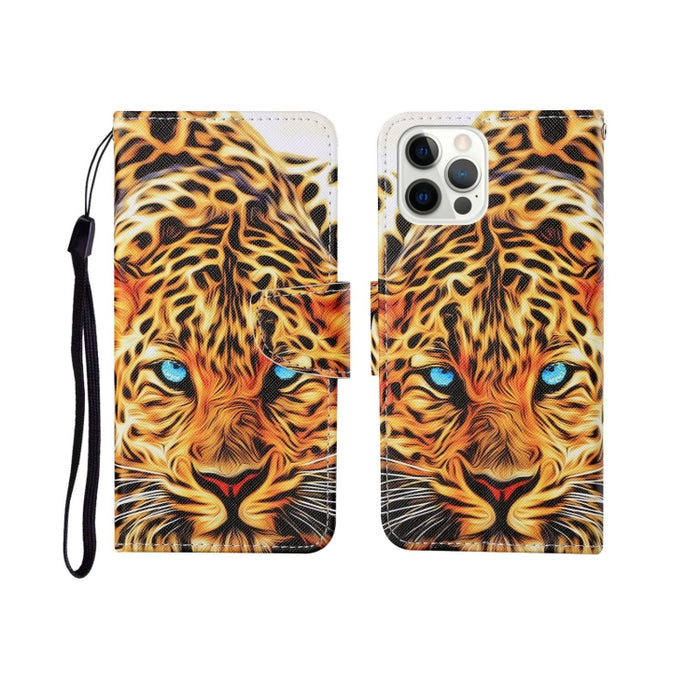 Estuche de cuero con tapa horizontal con patrón pintado