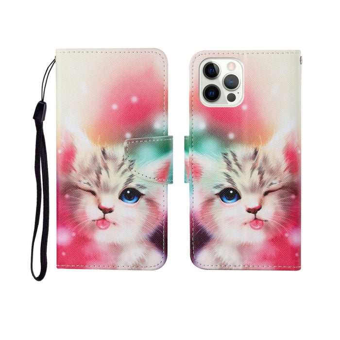 Estuche de cuero con tapa horizontal con patrón pintado