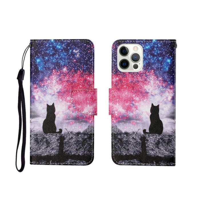 Estuche de cuero con tapa horizontal con patrón pintado