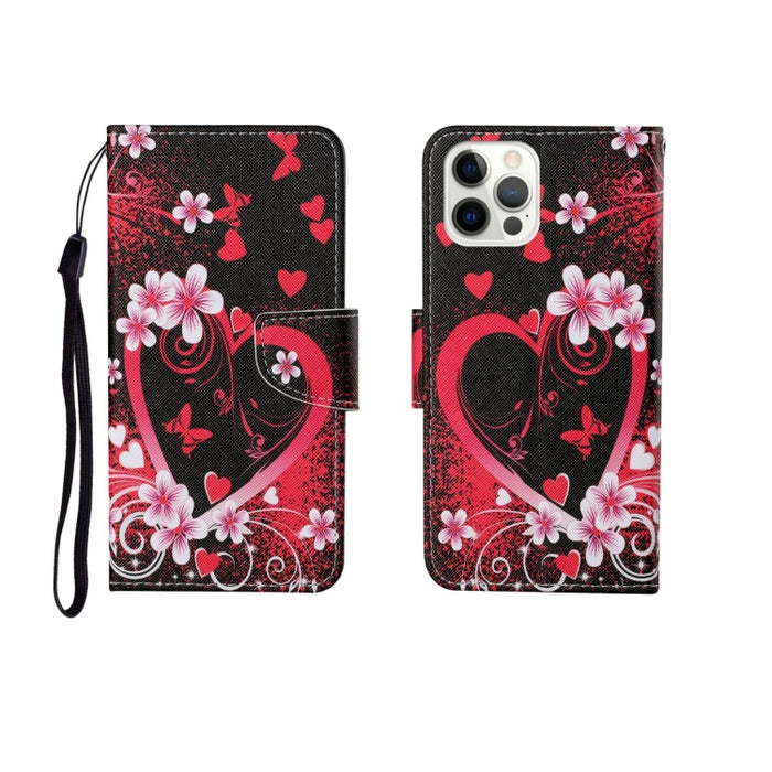 Estuche de cuero con tapa horizontal con patrón pintado