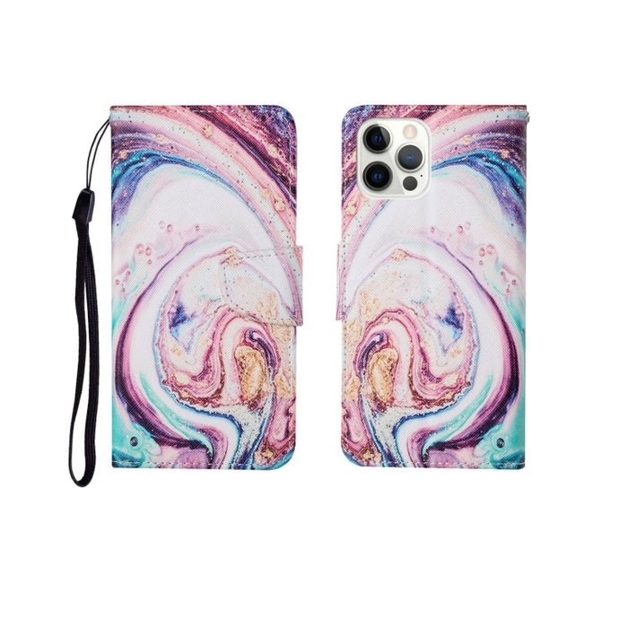 Estuche de cuero con tapa horizontal con patrón pintado