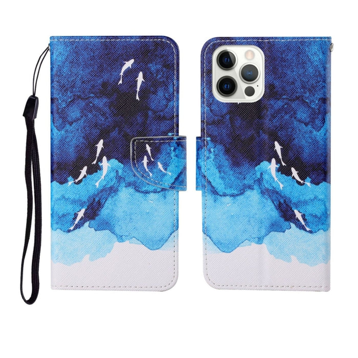 Estuche de cuero con tapa horizontal con patrón pintado
