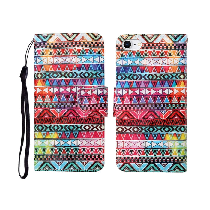 Estuche de cuero con tapa horizontal con patrón pintado