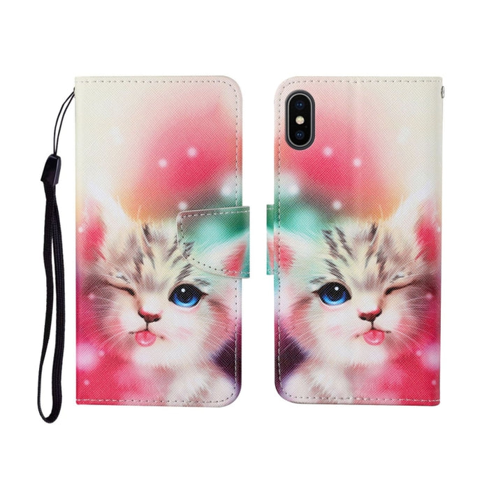 Estuche de cuero con tapa horizontal con patrón pintado