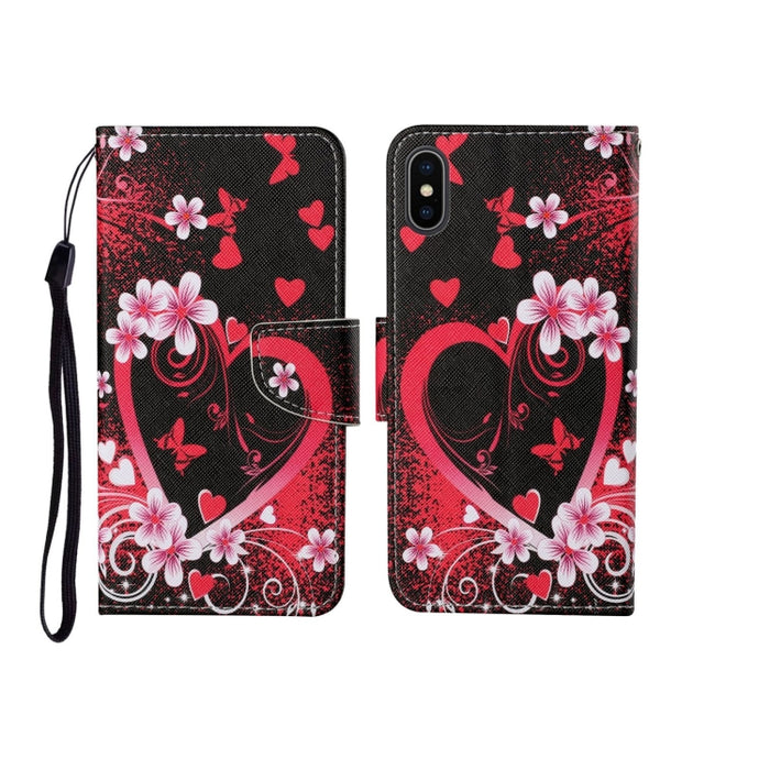 Estuche de cuero con tapa horizontal con patrón pintado