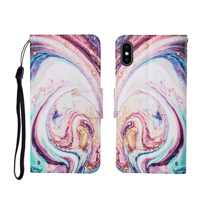 Estuche de cuero con tapa horizontal con patrón pintado