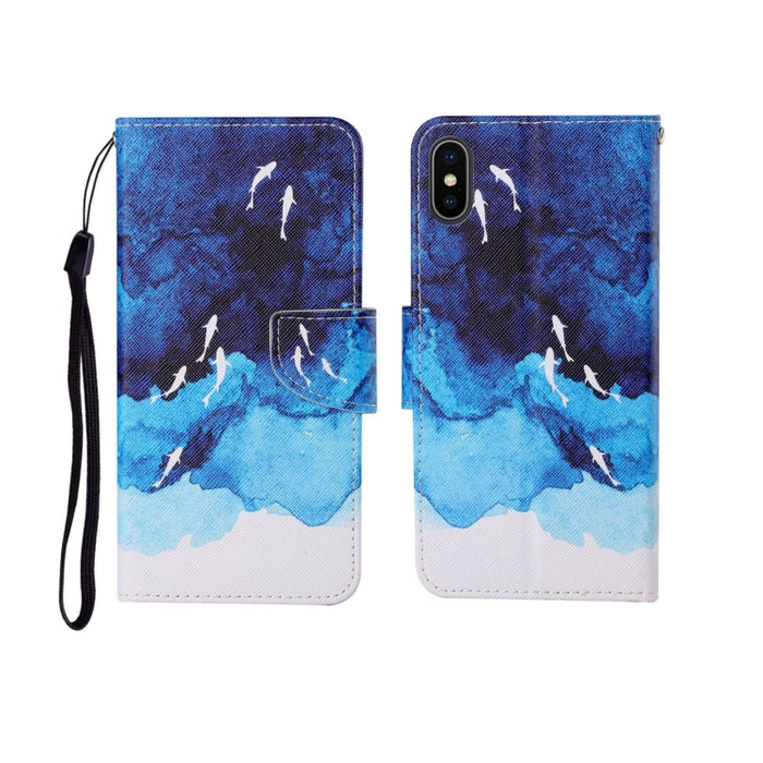 Estuche de cuero con tapa horizontal con patrón pintado