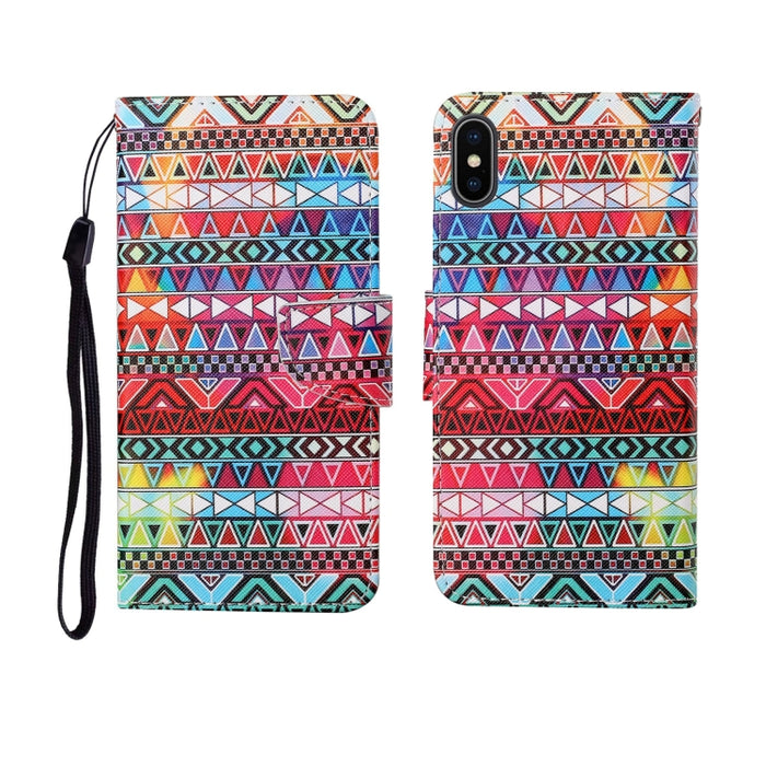 Estuche de cuero con tapa horizontal con patrón pintado