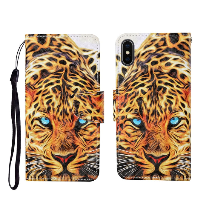 Estuche de cuero con tapa horizontal con patrón pintado