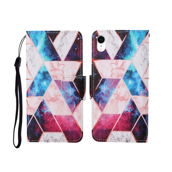 Estuche de cuero con tapa horizontal con patrón pintado
