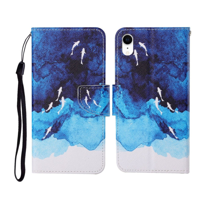Estuche de cuero con tapa horizontal con patrón pintado