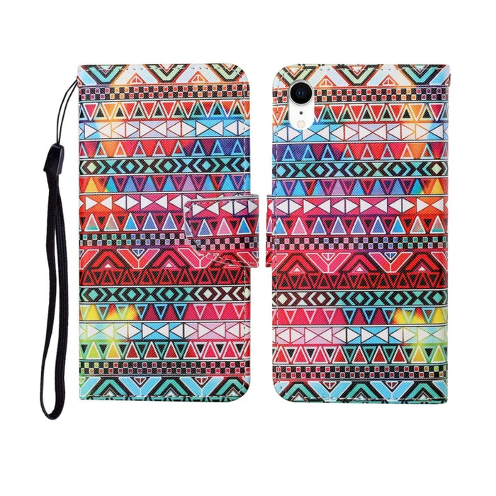 Estuche de cuero con tapa horizontal con patrón pintado