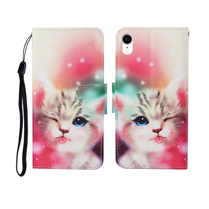 Estuche de cuero con tapa horizontal con patrón pintado
