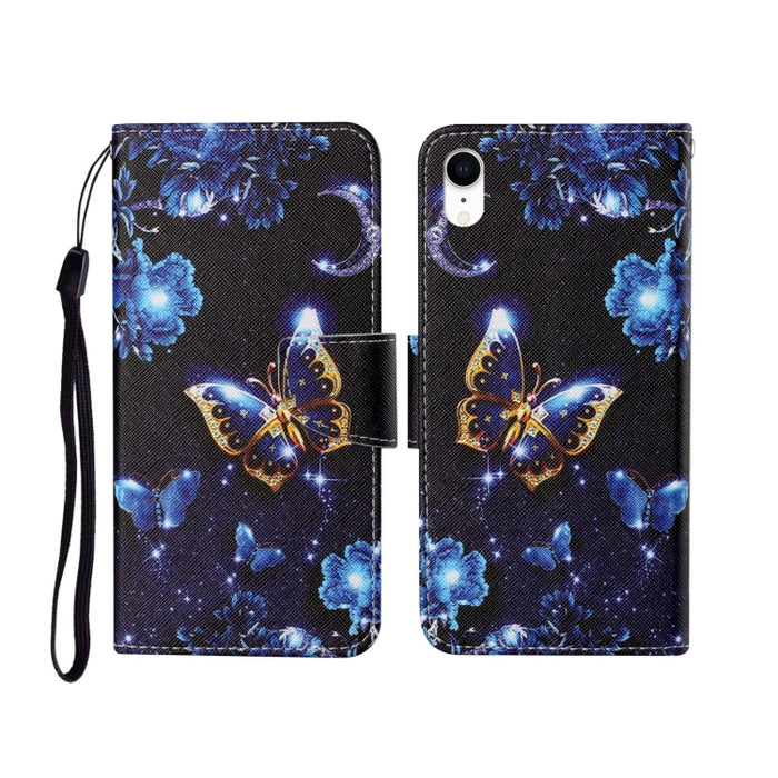 Estuche de cuero con tapa horizontal con patrón pintado