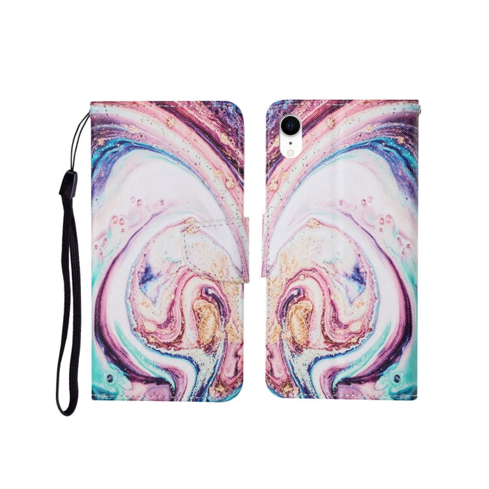 Estuche de cuero con tapa horizontal con patrón pintado