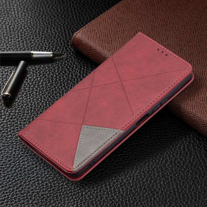 Estuche de cuero magnético con tapa horizontal con textura de rombos con soporte y ranuras para tarjetas, For Xiaomi Redmi Note 10 Pro, For Huawei P50 Pro, For Huawei P50, For Samsung Galaxy A02, For Nokia C1 Plus