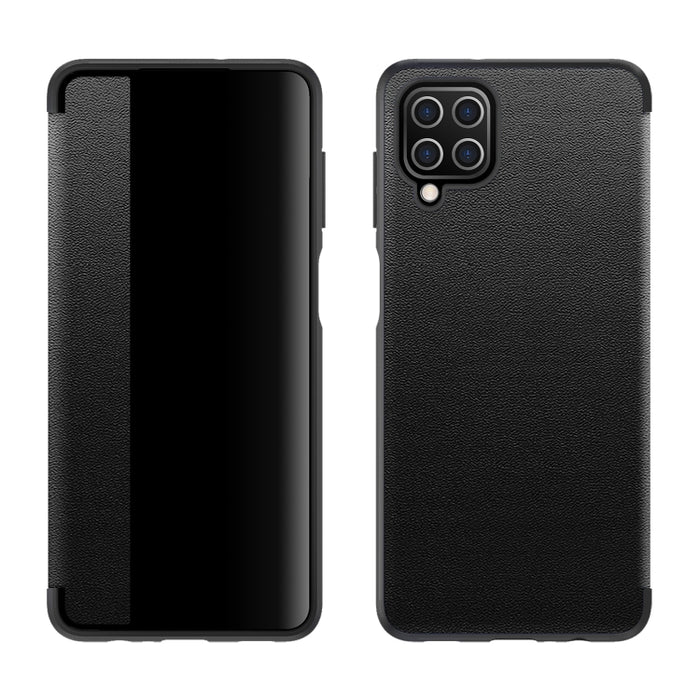Estuche de cuero con tapa horizontal a prueba de golpes con ventana lateral magnética, For Samsung Galaxy A02s 164.2mm, For Samsung Galaxy A02s 166.5mm, For Samsung Galaxy A12, For Samsung Galaxy A32 5G, For Samsung Galaxy A42                          ...