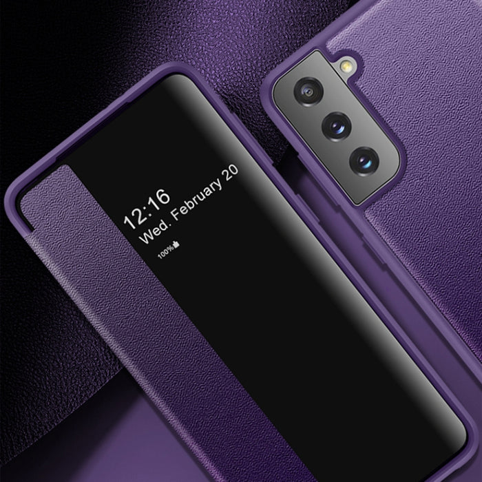 Estuche de cuero con tapa horizontal a prueba de golpes con ventana lateral magnética, For Samsung Galaxy A02s 164.2mm, For Samsung Galaxy A02s 166.5mm, For Samsung Galaxy A12, For Samsung Galaxy A32 5G, For Samsung Galaxy A42                          ...