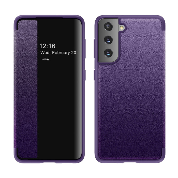 Estuche de cuero con tapa horizontal a prueba de golpes con ventana lateral magnética, For Samsung Galaxy A02s 164.2mm, For Samsung Galaxy A02s 166.5mm, For Samsung Galaxy A12, For Samsung Galaxy A32 5G, For Samsung Galaxy A42                          ...
