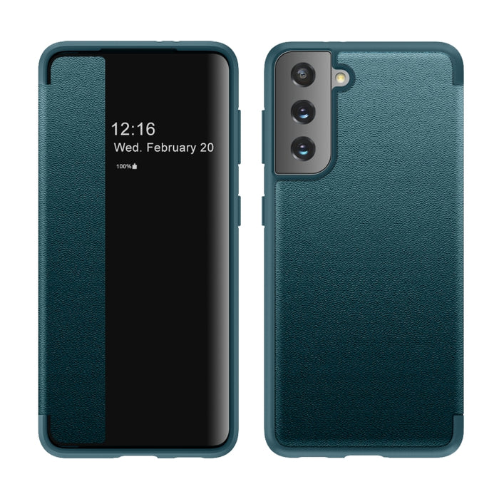 Estuche de cuero con tapa horizontal a prueba de golpes con ventana lateral magnética, For Samsung Galaxy A02s 164.2mm, For Samsung Galaxy A02s 166.5mm, For Samsung Galaxy A12, For Samsung Galaxy A32 5G, For Samsung Galaxy A42                          ...