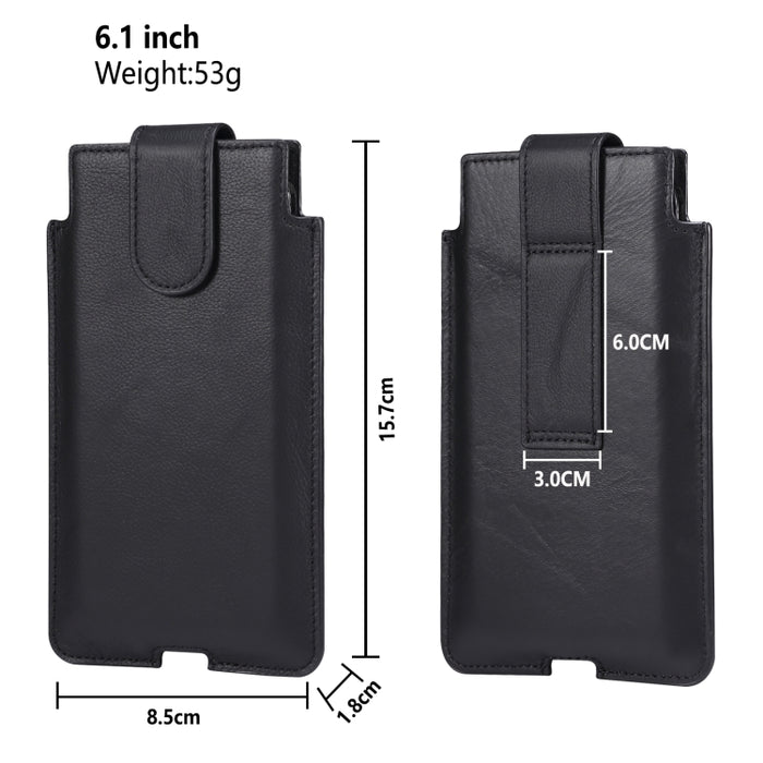 Riñonera Universal de cuero de vaca Vertical para teléfono móvil, funda de cuero para teléfonos de 6,1 pulgadas y menos