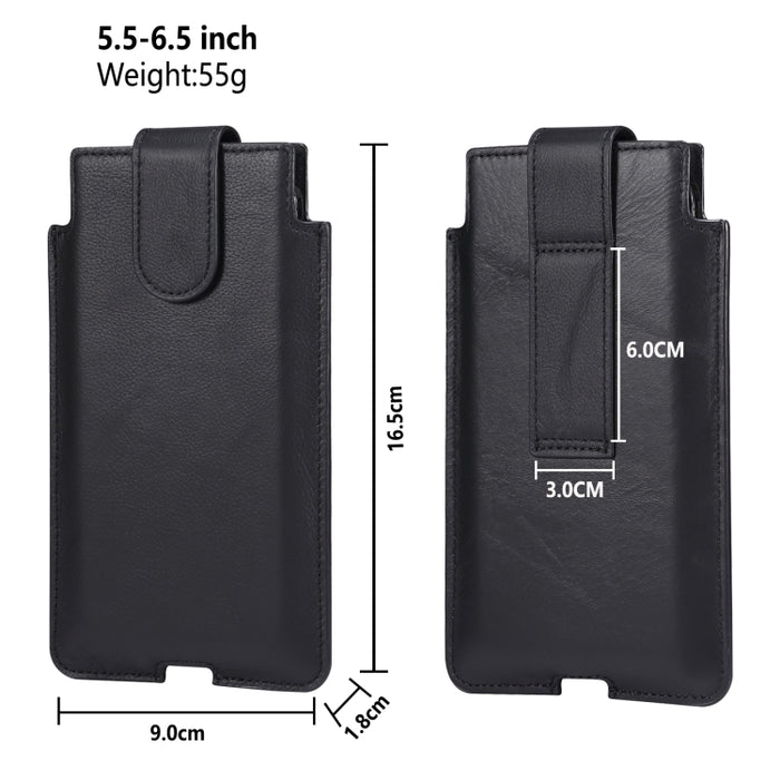 Riñonera Universal de cuero de vaca Vertical para teléfono móvil, funda de cuero para teléfonos de 5,5-6,5 pulgadas y menos