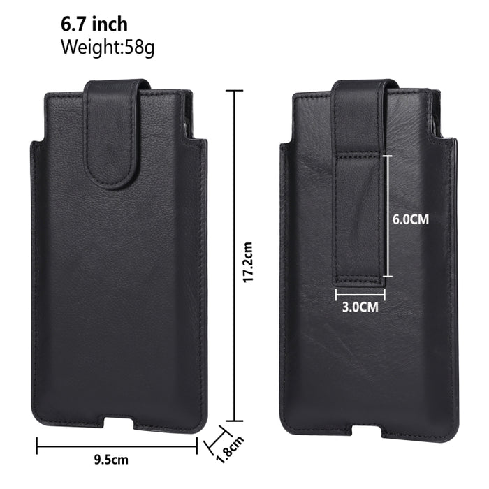 Riñonera Universal de cuero de vaca Vertical para teléfono móvil, funda de cuero para teléfonos de 7,2 pulgadas y menos, For 6.7 inch and Below Phones