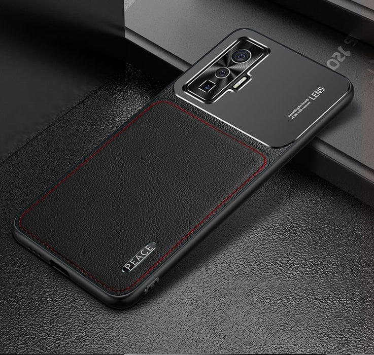 Estuche protector de textura de cuero y metal esmerilado