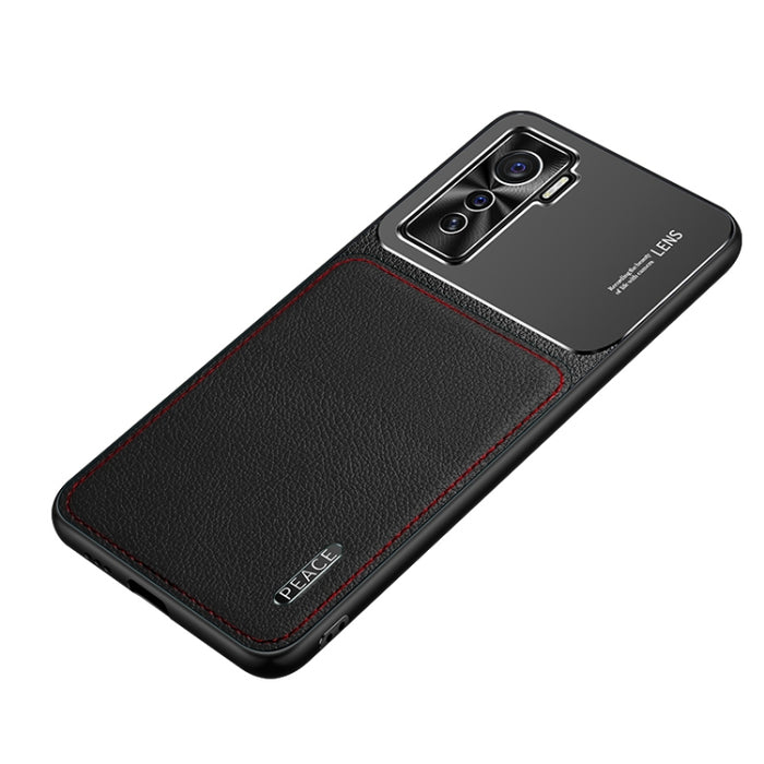 Estuche protector de textura de cuero y metal esmerilado