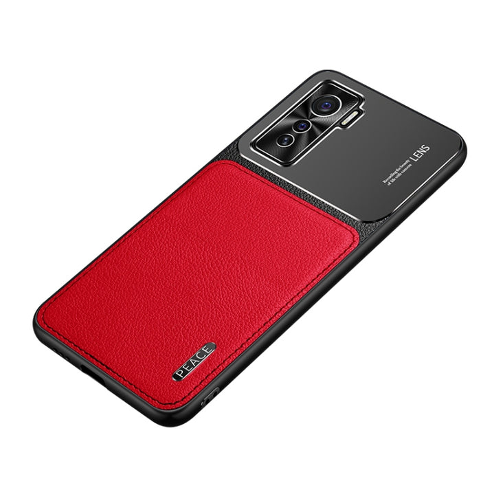 Estuche protector de textura de cuero y metal esmerilado