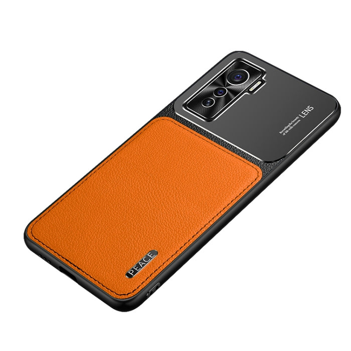 Estuche protector de textura de cuero y metal esmerilado