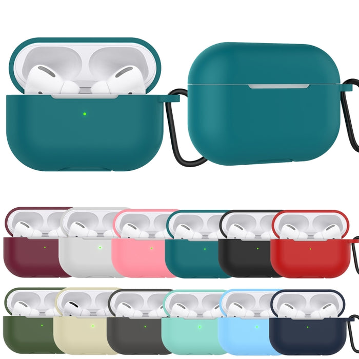Estuche protector de auriculares de silicona de color sólido para AirPods 3, con gancho