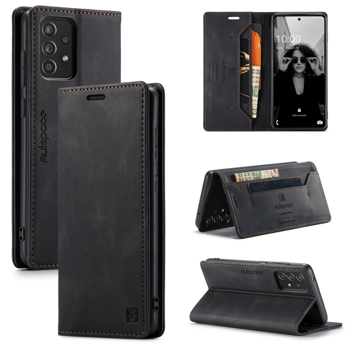 AutSpace A01 Retro Skin-feel Crazy Horse Texture Funda de cuero con tapa horizontal con soporte y ranuras para tarjetas y billetera y RFID, For Samsung Galaxy S21 5G, For Samsung Galaxy S21+ 5G, For Samsung Galaxy S21 Ultra 5G, For Samsung Galaxy S20  ...