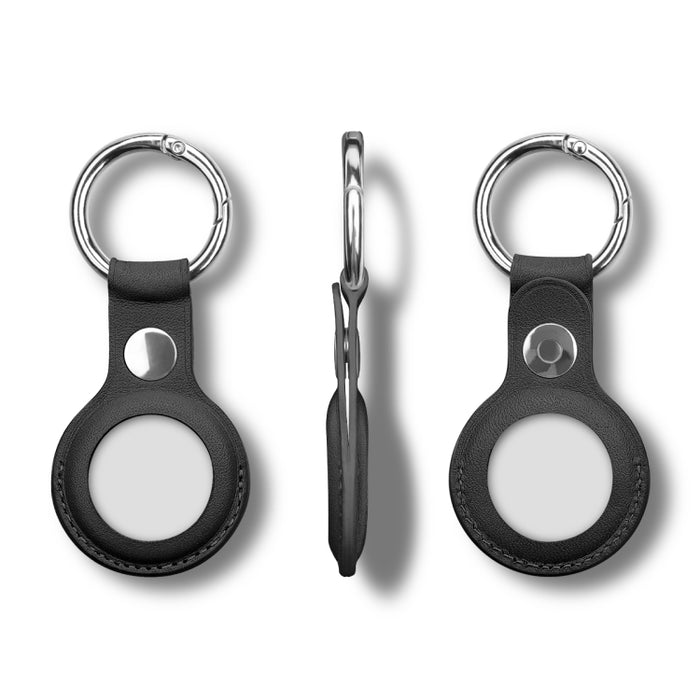 Funda de cuero de vaca de capa superior antiarañazos con anillo de llavero intercambiable para AirTag