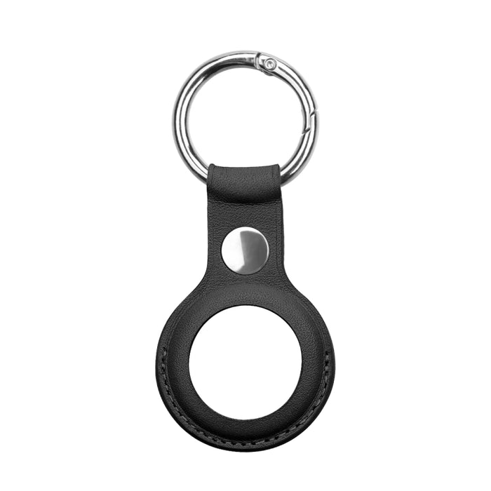 Funda de cuero de vaca de capa superior antiarañazos con anillo de llavero intercambiable para AirTag