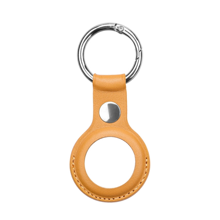 Funda de cuero de vaca de capa superior antiarañazos con anillo de llavero intercambiable para AirTag
