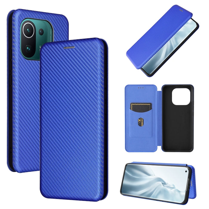 Textura de fibra de carbono Flip horizontal magnético TPU + PC + Funda de cuero PU con ranura para tarjeta, For Xiaomi Mi 11 Ultra, For Xiaomi Mi 11 Pro, For Xiaomi Mi 11 Lite, For Realme C21, For Oppo Find X3 / X3 Pro
