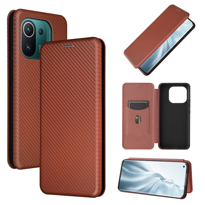 Textura de fibra de carbono Flip horizontal magnético TPU + PC + Funda de cuero PU con ranura para tarjeta, For Xiaomi Mi 11 Ultra, For Xiaomi Mi 11 Pro, For Xiaomi Mi 11 Lite, For Realme C21, For Oppo Find X3 / X3 Pro