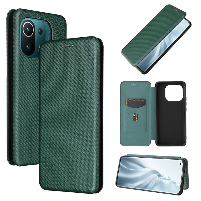 Textura de fibra de carbono Flip horizontal magnético TPU + PC + Funda de cuero PU con ranura para tarjeta, For Xiaomi Mi 11 Ultra, For Xiaomi Mi 11 Pro, For Xiaomi Mi 11 Lite, For Realme C21, For Oppo Find X3 / X3 Pro